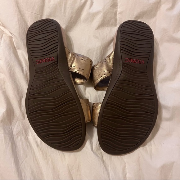 Vionic Randi Metallic Gold Slide Sandals - Picture 3 of 5